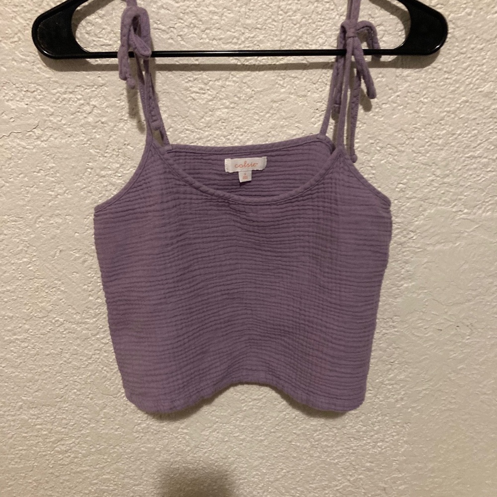 Colsie Lilac Flowy Cropped Tank Top Size small